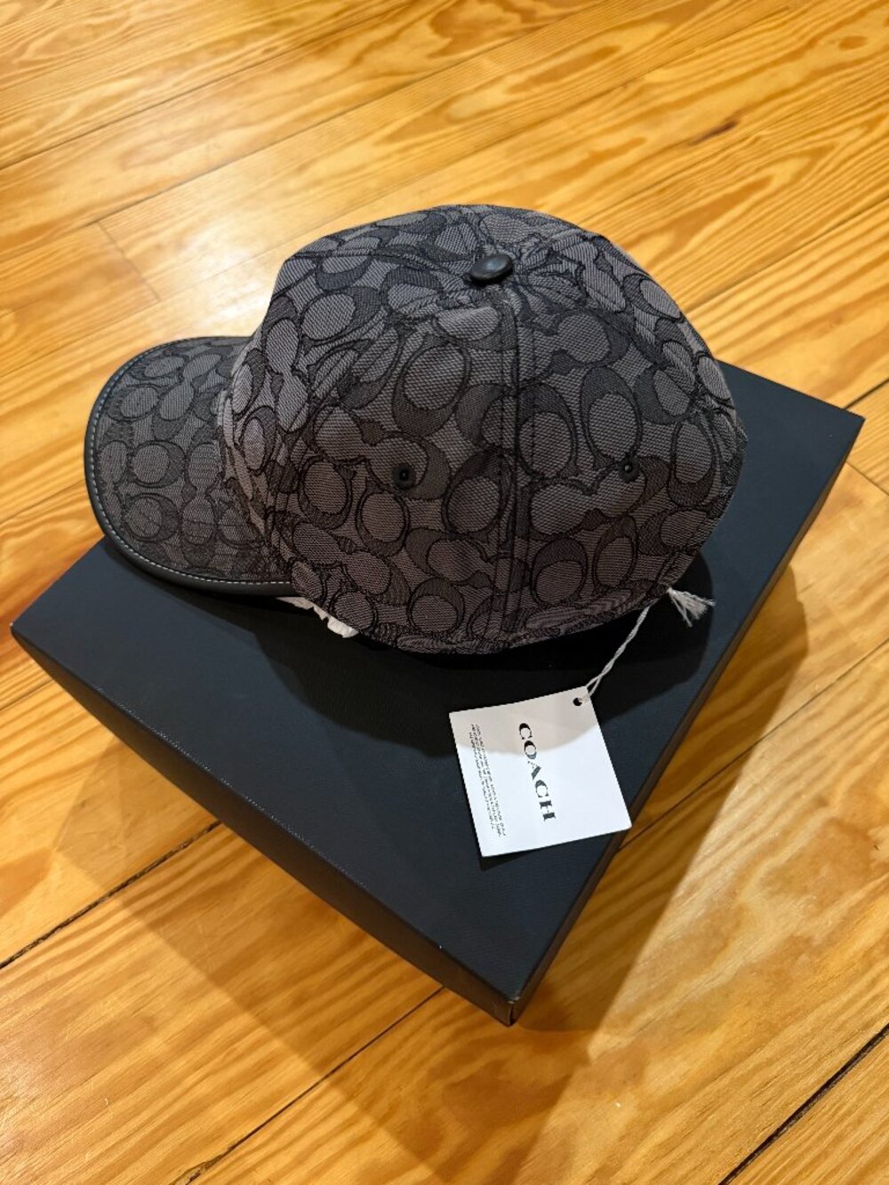 Coach Signature Jacquard Baseball Hat Charcoal - Unisex - Picture 8 of 12